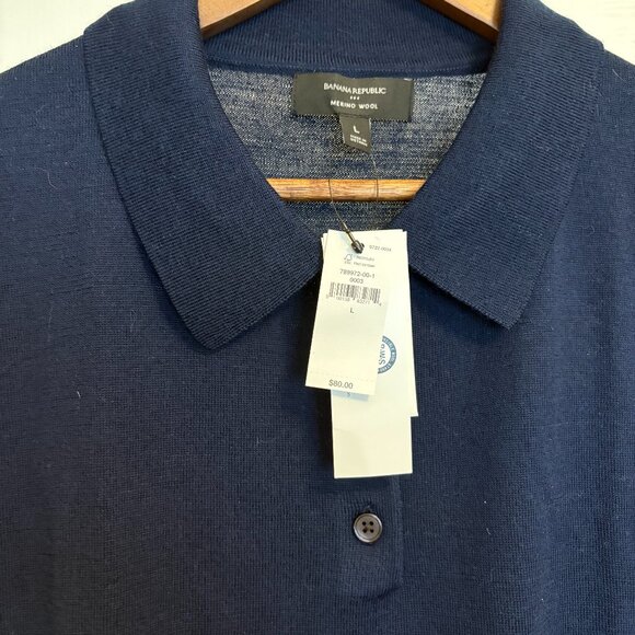 Navy Blue Merino Wool BR Factory Sweater Size L - Picture 2 of 3